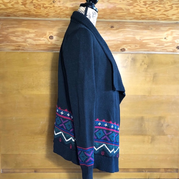 NWT Ralph Lauren Black Erindaria Aztec/ Fair Isle cardigan in size M - Picture 5 of 9
